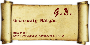 Grünzweig Mátyás névjegykártya